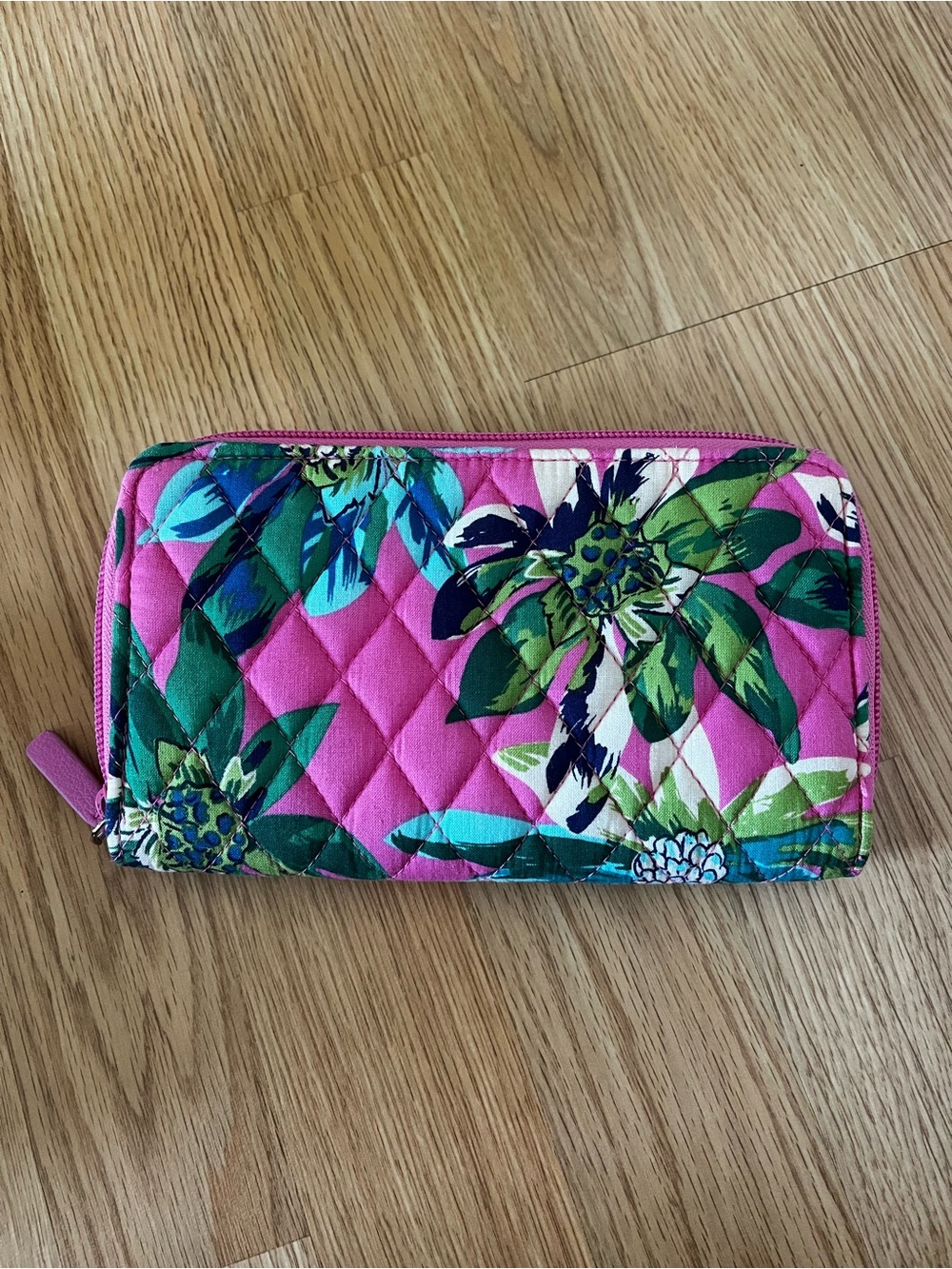 Vera Bradley Pink Floral Quilted Zip-Around Wallet